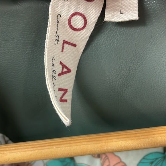 Anthropologie Dolan Left Coast Green Vegan Leather Boyfriend Blazer - Picture 3 of 6